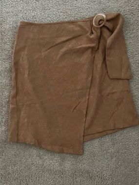 SHEIN Asymmetrical Wrap Skirt with Buckle Detail in Brown